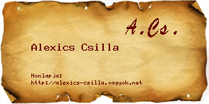 Alexics Csilla névjegykártya